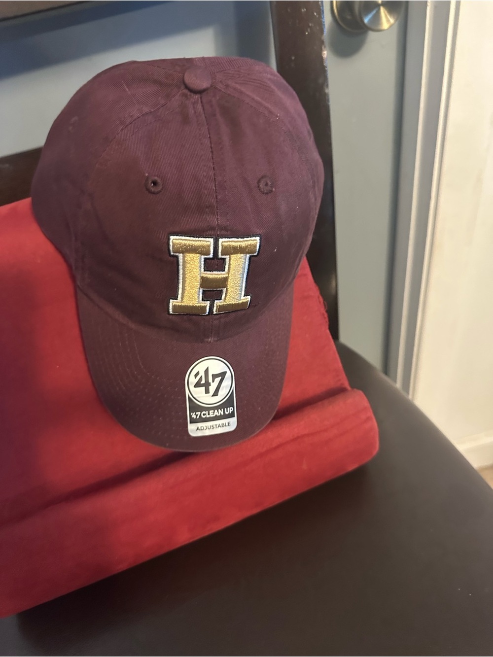 47 Brand Maroon Baseball Cap with Gold 'H' Logo - Adjustable